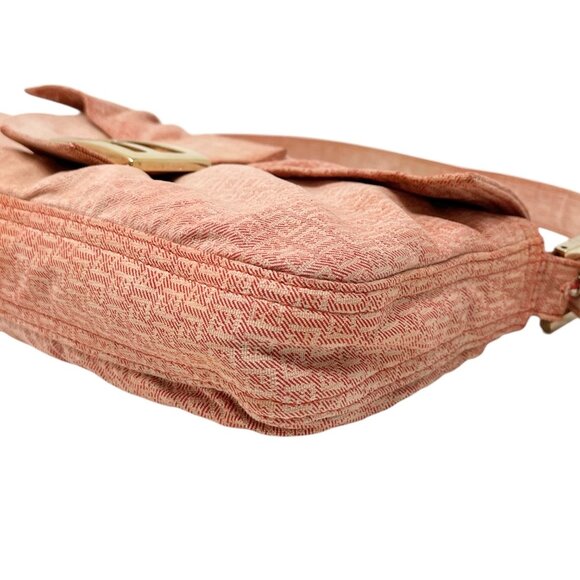 FENDI Vintage Zucchino Monogram Mamma Baguette Shoulder Bag Orange Pink [106017] - Picture 9 of 14